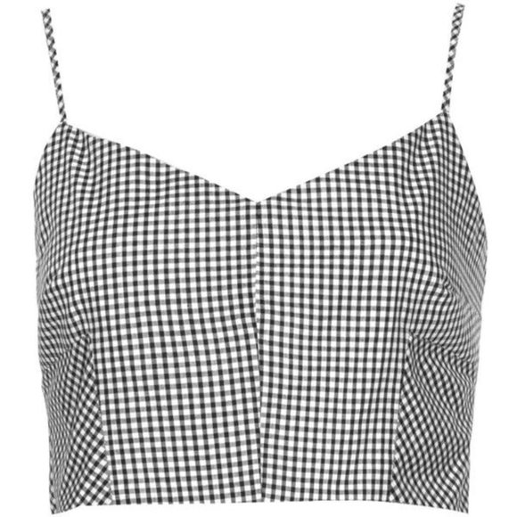 Topshop Black White Gingham Crop Bralette Bra Top - Picture 5 of 9